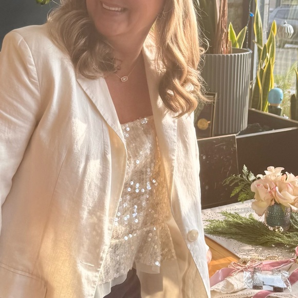 Anthropologie Cream Sequin Blouse - Picture 6 of 6